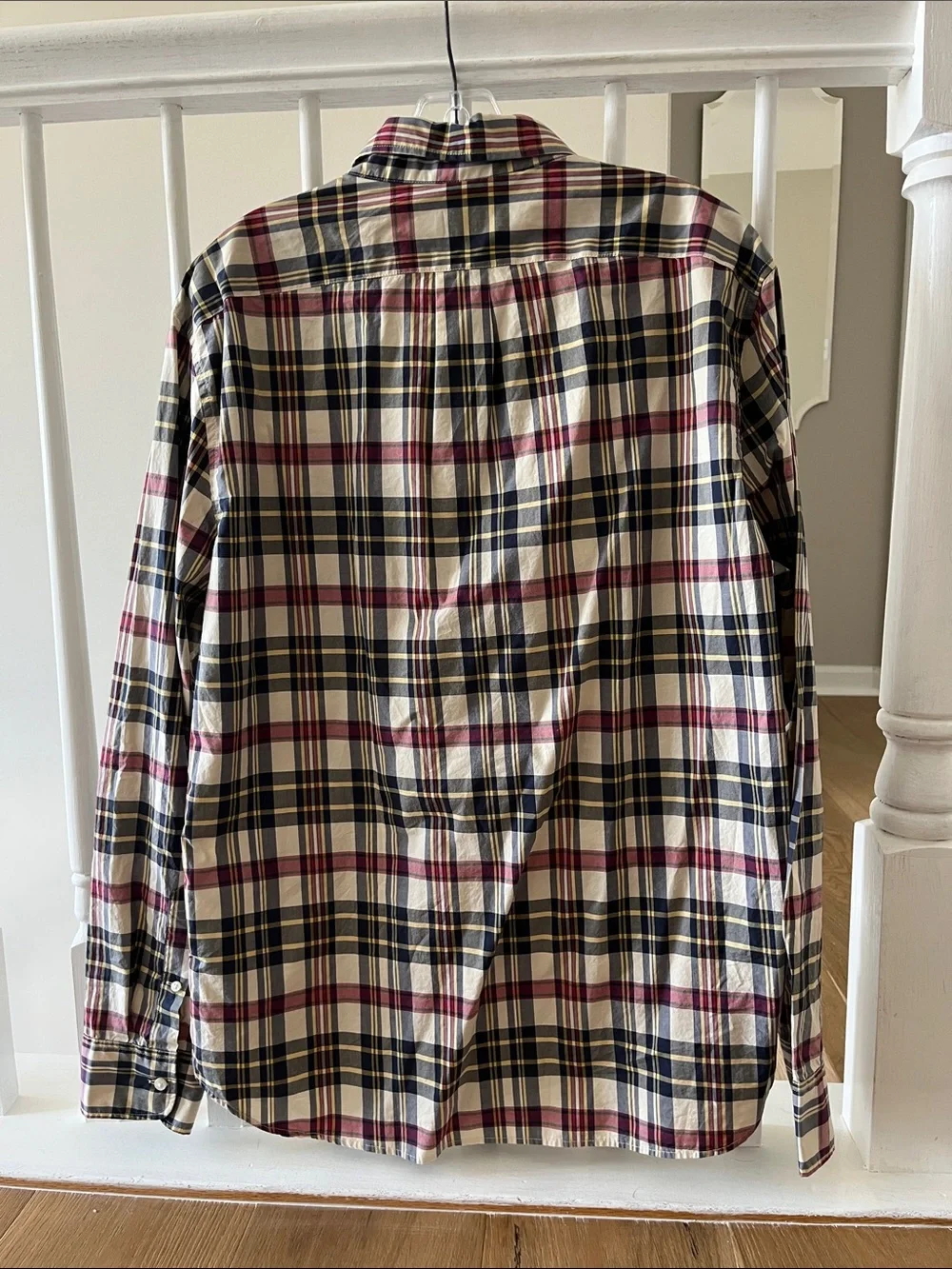 J. Crew Men's Plaid Button-Down Shirt in Cream, Navy & Burgundy